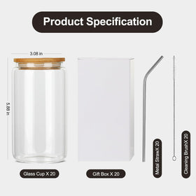 ASKIZ bamboo lids and stainless steel straws included for easy sipping.