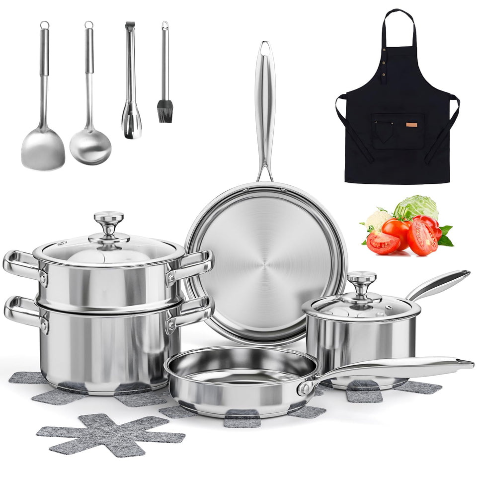 ASKSCICI stainless steel frying pan for even heat and quick searing