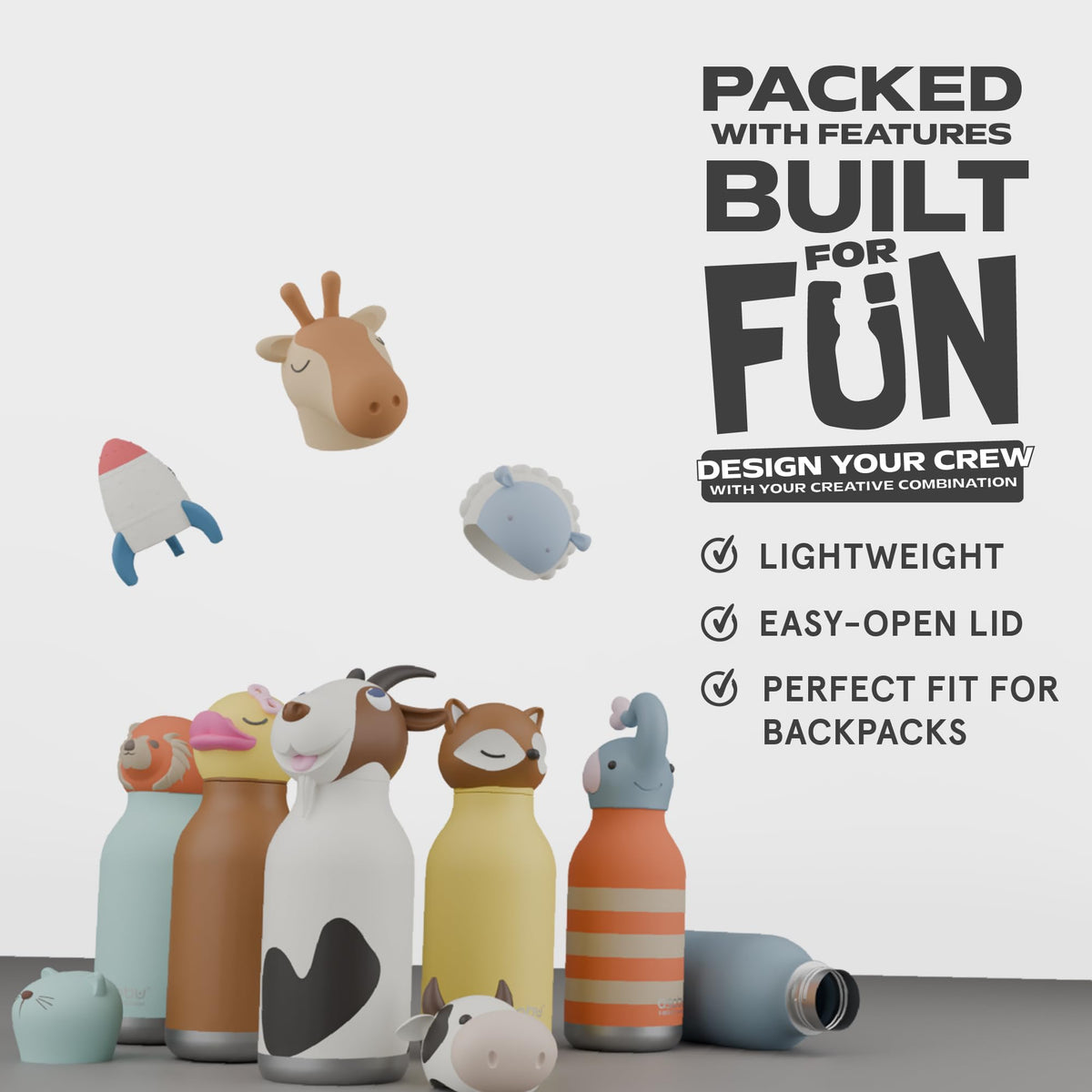 Asobu Bestie Bottle Dinosaur cap with secure seal for active days.