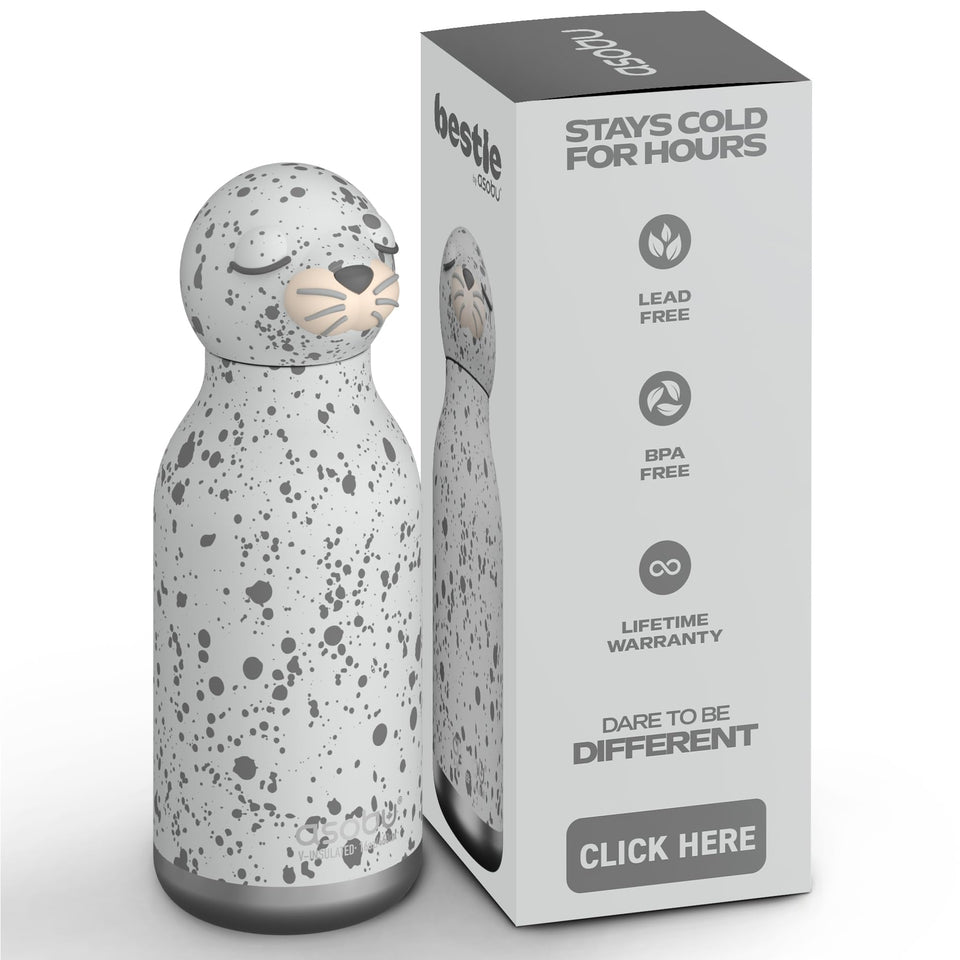 Asobu Bestie Bottle with Bryn the Ducky head for playful hydration on the go