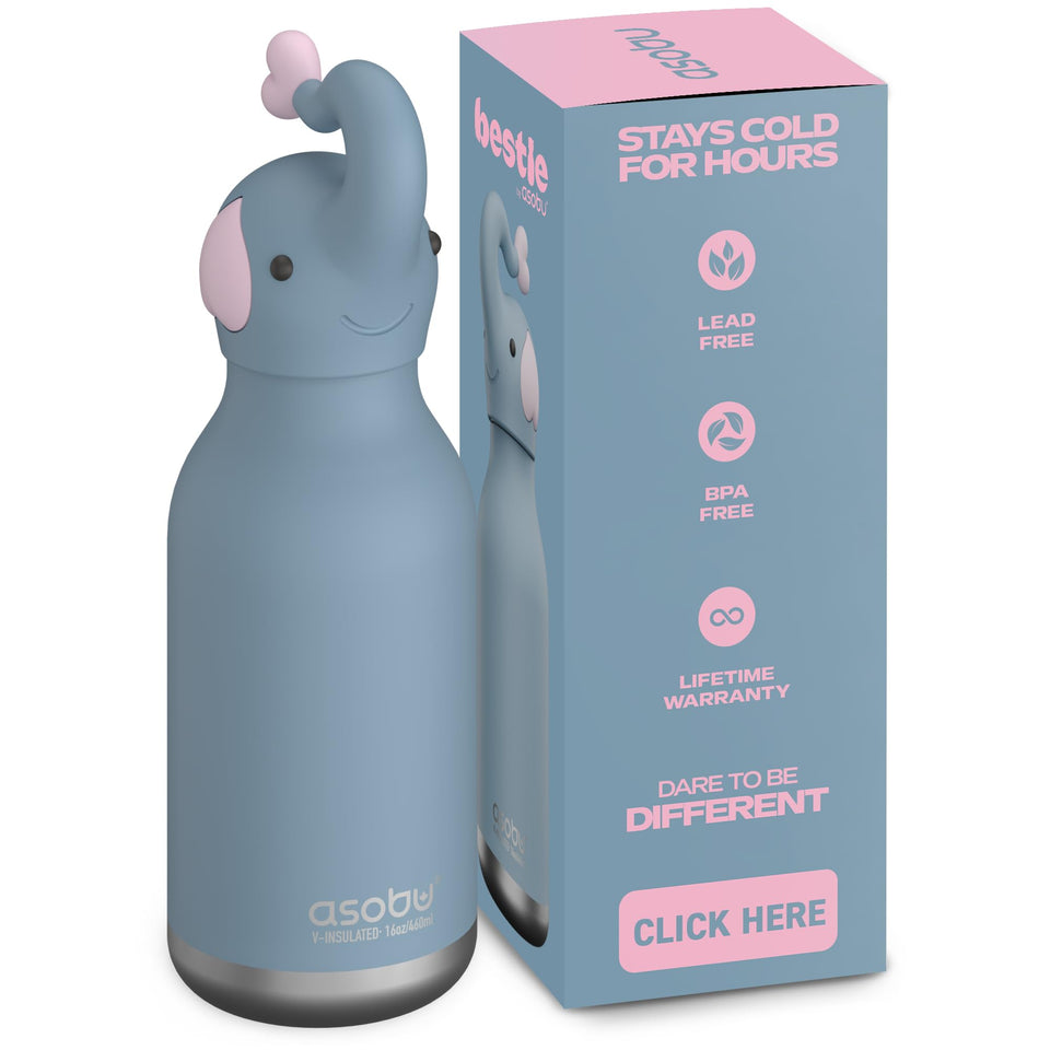 asobu Bestie Elephant Head bottle shows playful design for kids