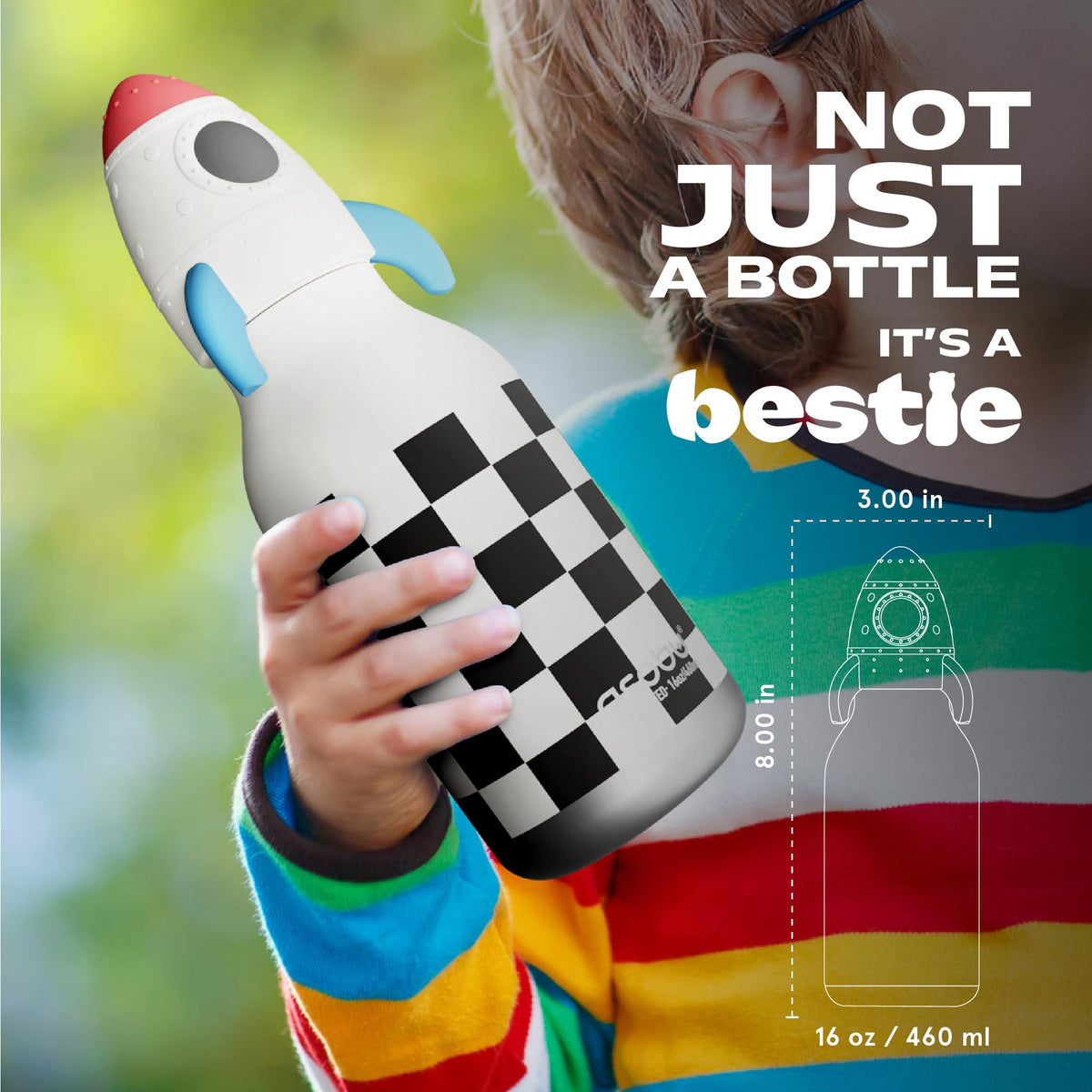 asobu Bestie Bottle ice-24h insulation keeps drinks chilly all day.