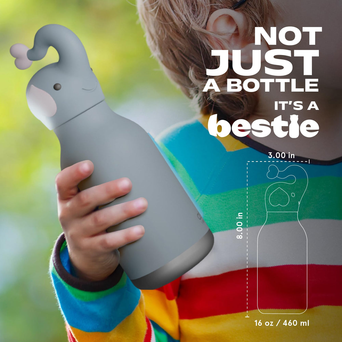 asobu Bestie bottle close-up of screw-on lid highlights spill-limiting seal