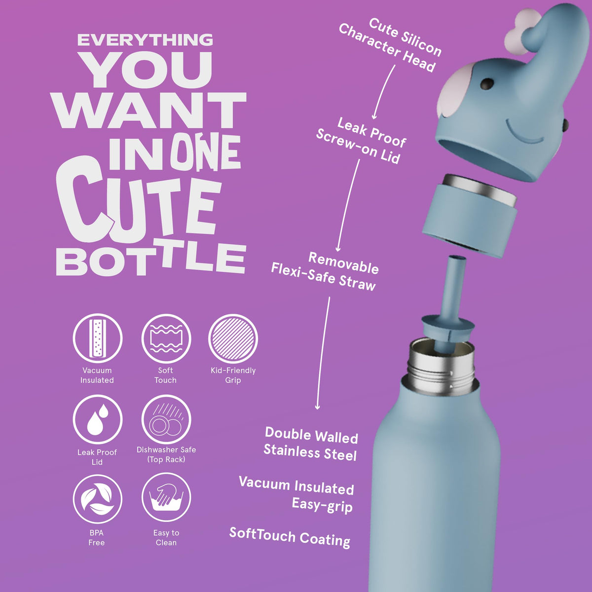 asobu Bestie Elephant bottle uses vacuum insulation to keep drinks cold