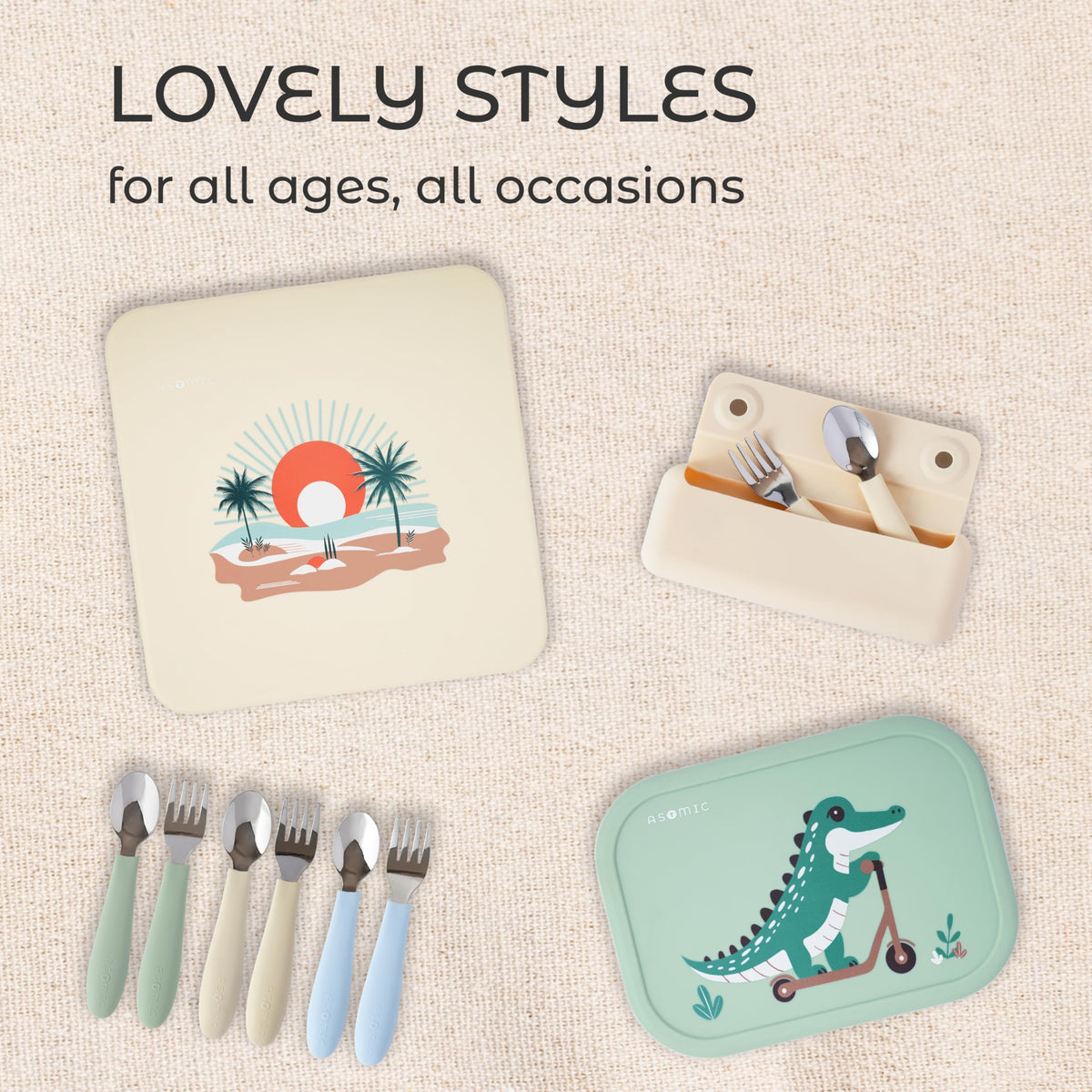 asomic crocodile silicone bento box daycare and preschool friendly