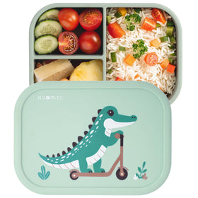 asomic crocodile silicone bento box open lid for easy packing