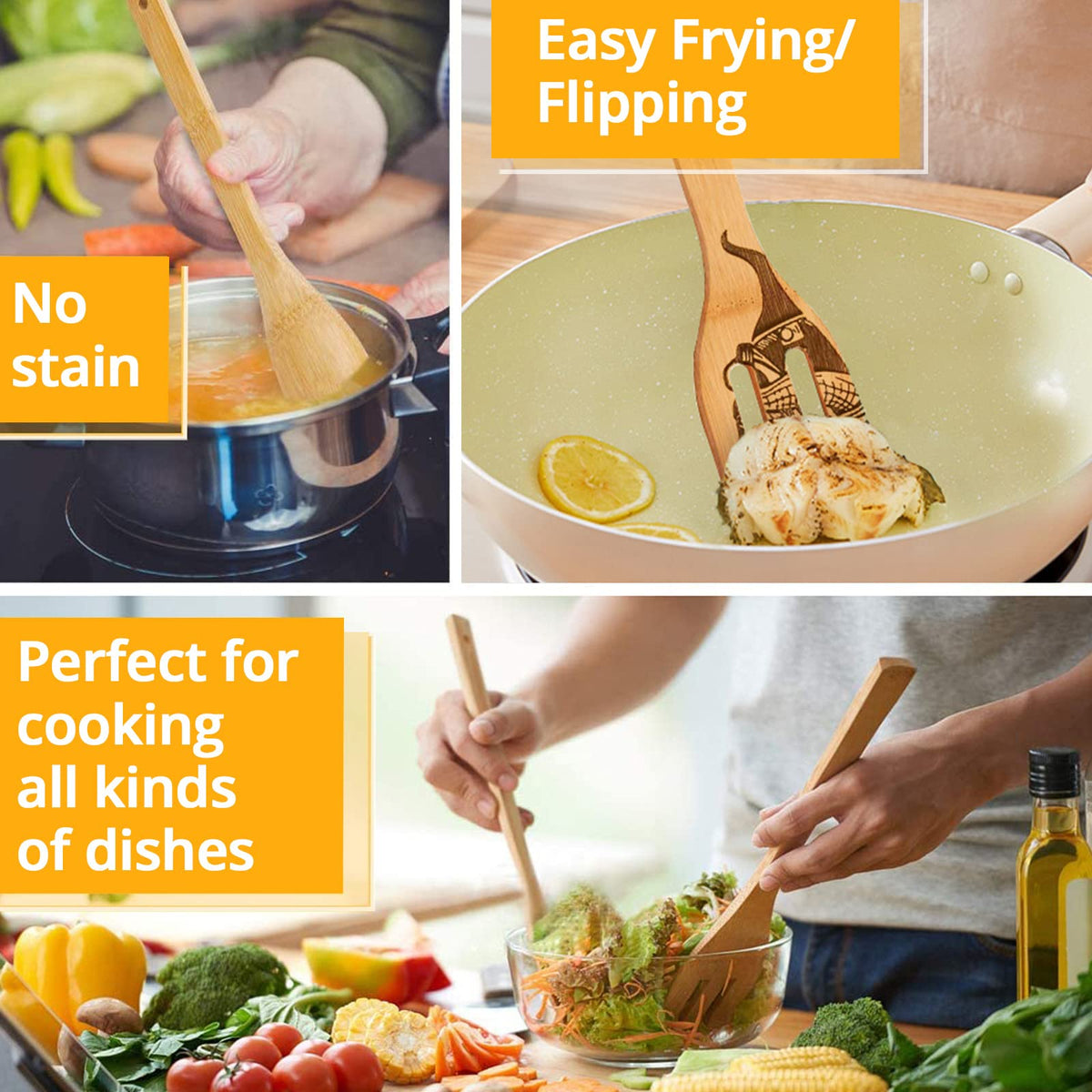 Asrnten Star War durable bamboo utensils support sustainable cooking.