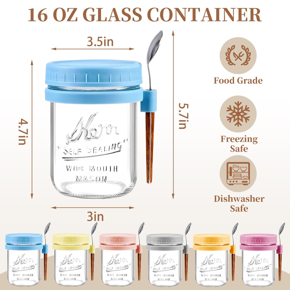AsstarJTK glass mason jar with clear contents for fresh breakfasts.