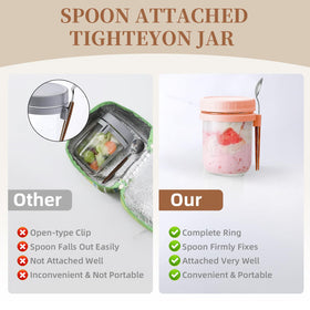 AsstarJTK jar includes a stainless steel spoon for on-the-go use.