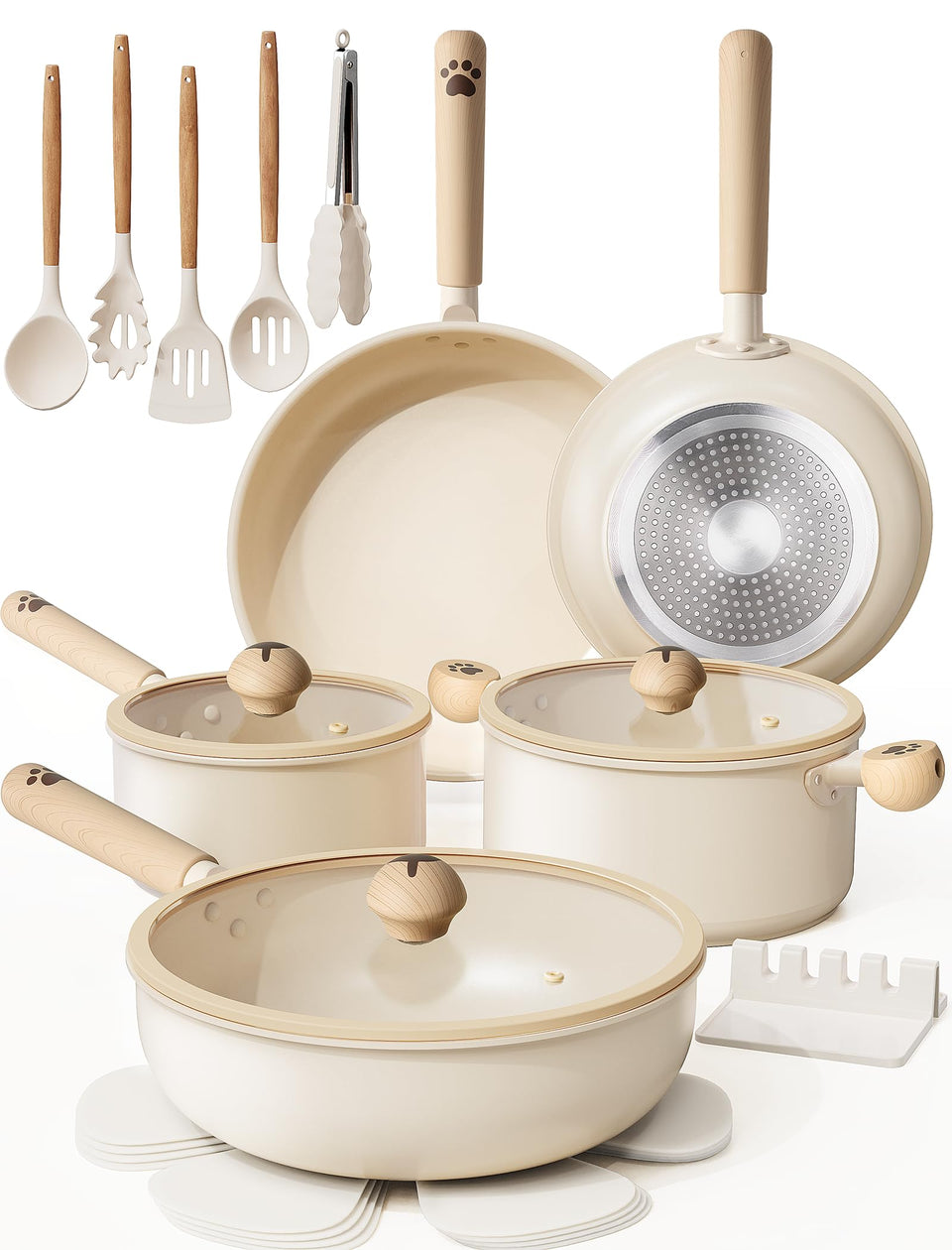Astercook 18-piece ceramic nonstick set ideal for everyday cooking.