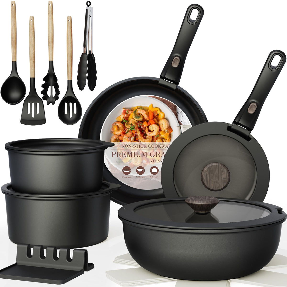 Astercook 21-pcs nonstick set ready for easy, mess-free cooking