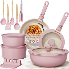 Astercook 21-pcs pots and pans set with nonstick coating for easy release and simple cleanup.