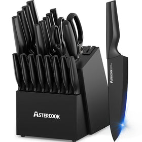 Astercook 21-piece knife set in block for organized prep