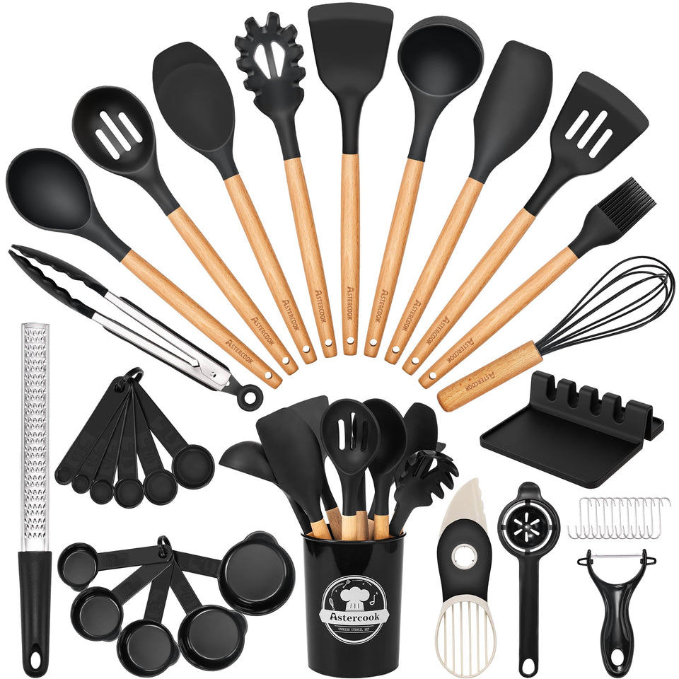 Astercook 39-piece silicone utensils set for versatile everyday cooking.