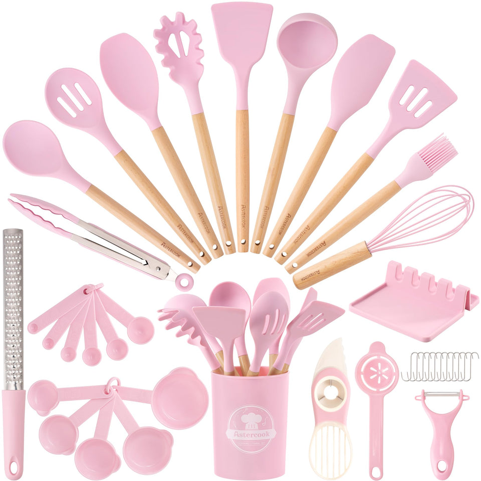 Astercook 39-piece silicone set for versatile home cooking.