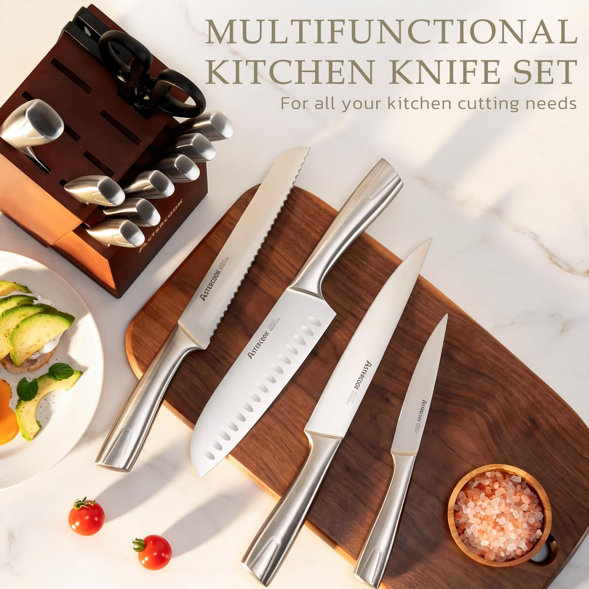 Astercook 5in utility knife; compact, handy for small prep tasks.