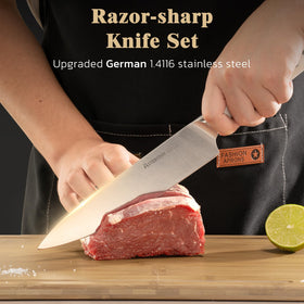 Astercook 7-inch santoku knife balances prep tasks with finesse.