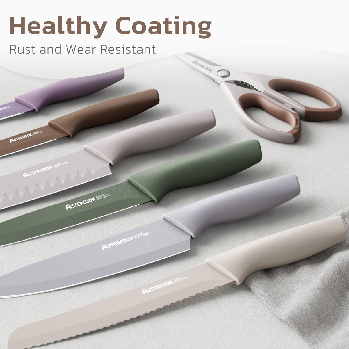 Astercook 8-inch chef knife with balanced blade for efficient chopping.