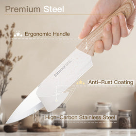 Astercook 8-inch chef knife in action for precise slicing