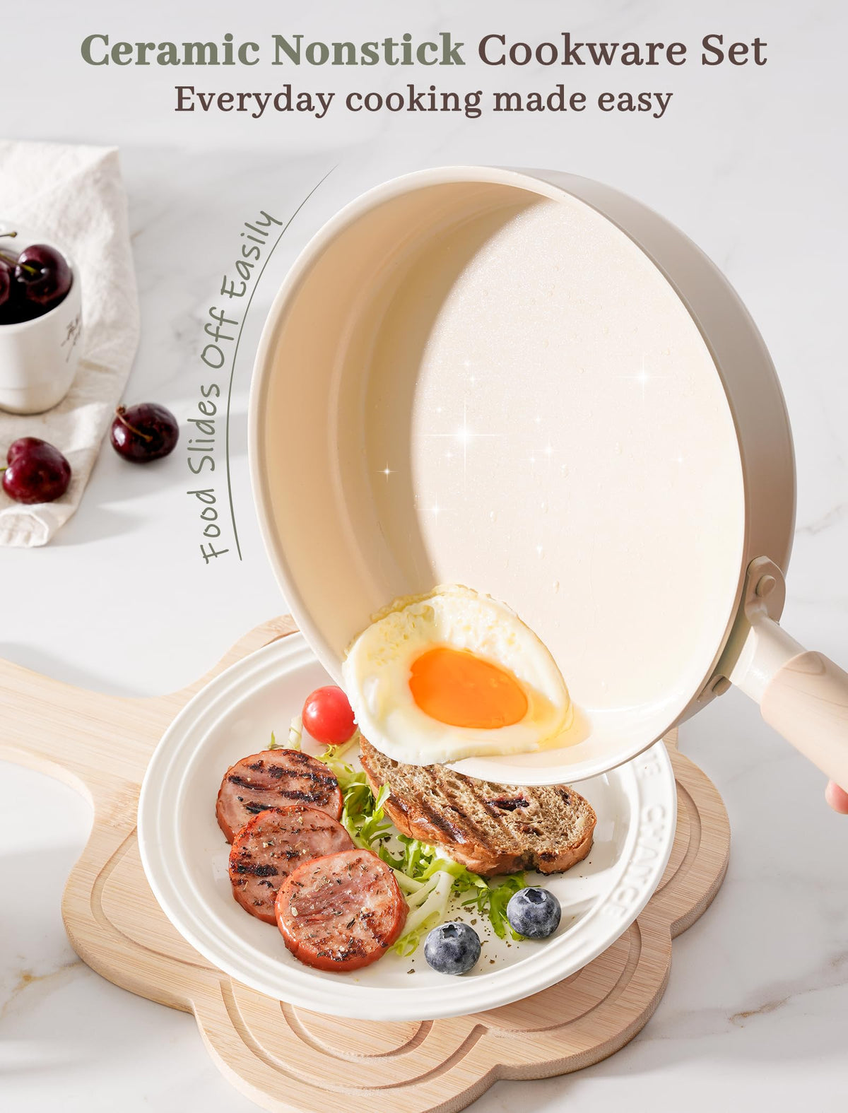 Astercook 8-inch frying pan on stove for quick breakfasts.
