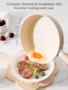 Astercook 8-inch frying pan on stove for quick breakfasts.