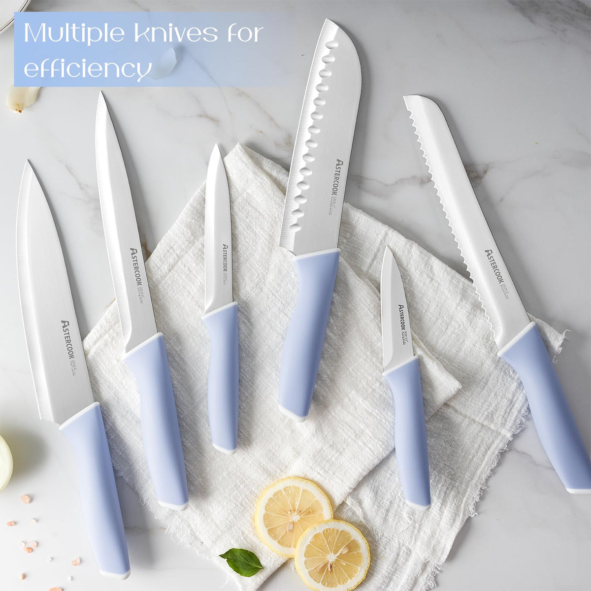 Astercook 8-inch chef knife close-up for smooth slicing