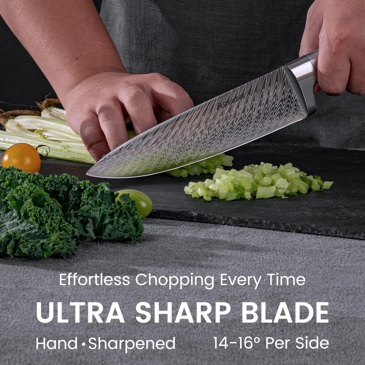 Astercook 8-inch slicing knife ideal for clean, precise slices.