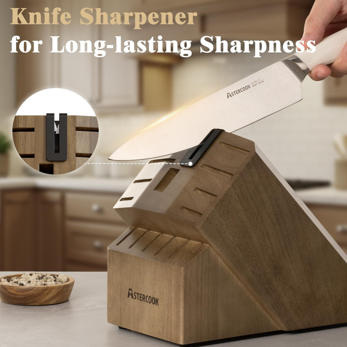 Astercook 8-inch slicing knife ideal for clean, even meat and fish cuts.