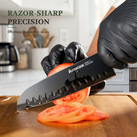 Astercook 8-inch bread knife with serrated edge for smooth slices.