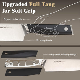 Astercook 7-inch Santoku knife versatile for dicing, slicing, and mincing.