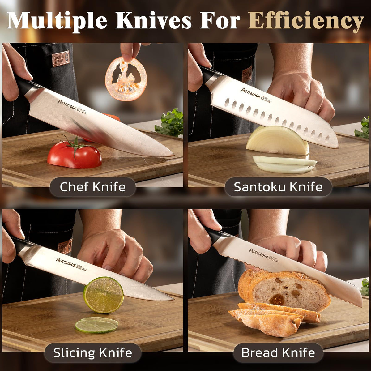 Astercook 5-inch utility knife for versatile kitchen prep tasks.
