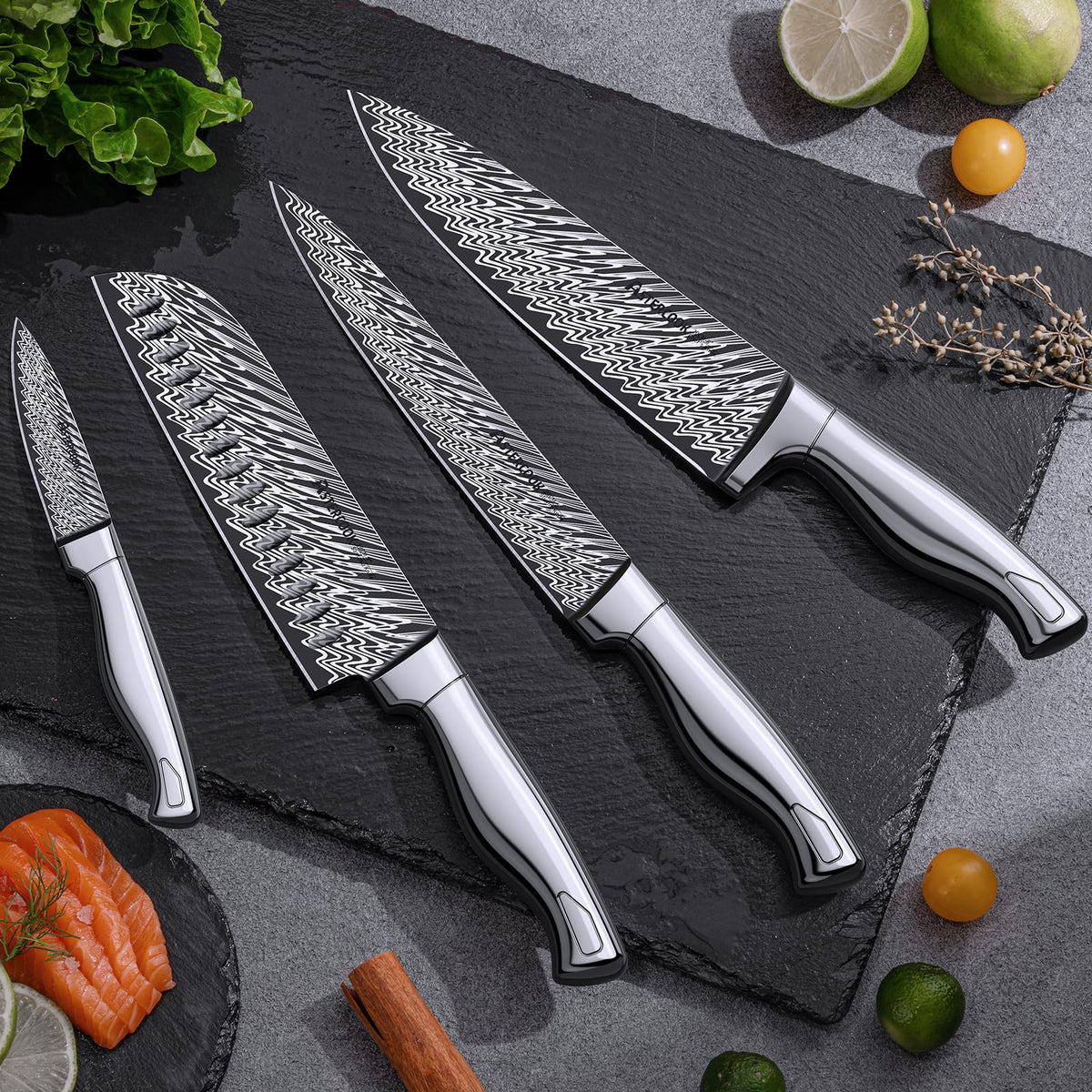 Astercook block with built-in sharpener demonstrates convenient edge maintenance.