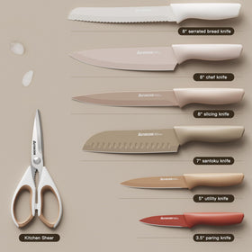 Astercook 8-inch bread knife with serrated edge for clean cuts
