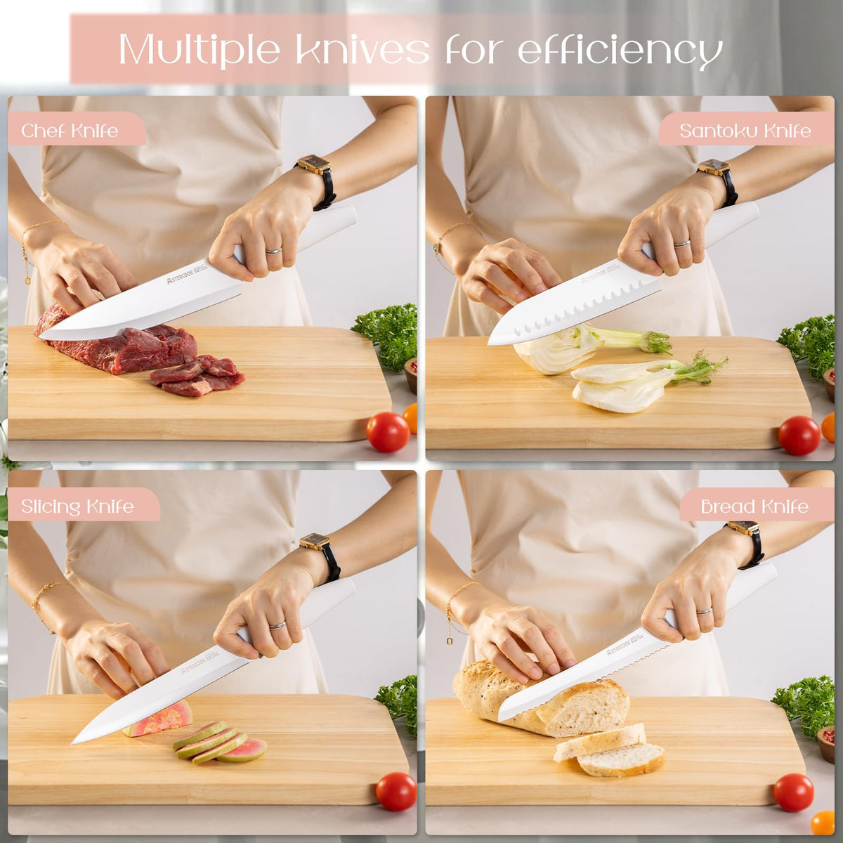 Astercook clear knife block showcases knives while drying neatly
