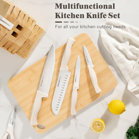Lifestyle scene showing Astercook knives ready for meal prep