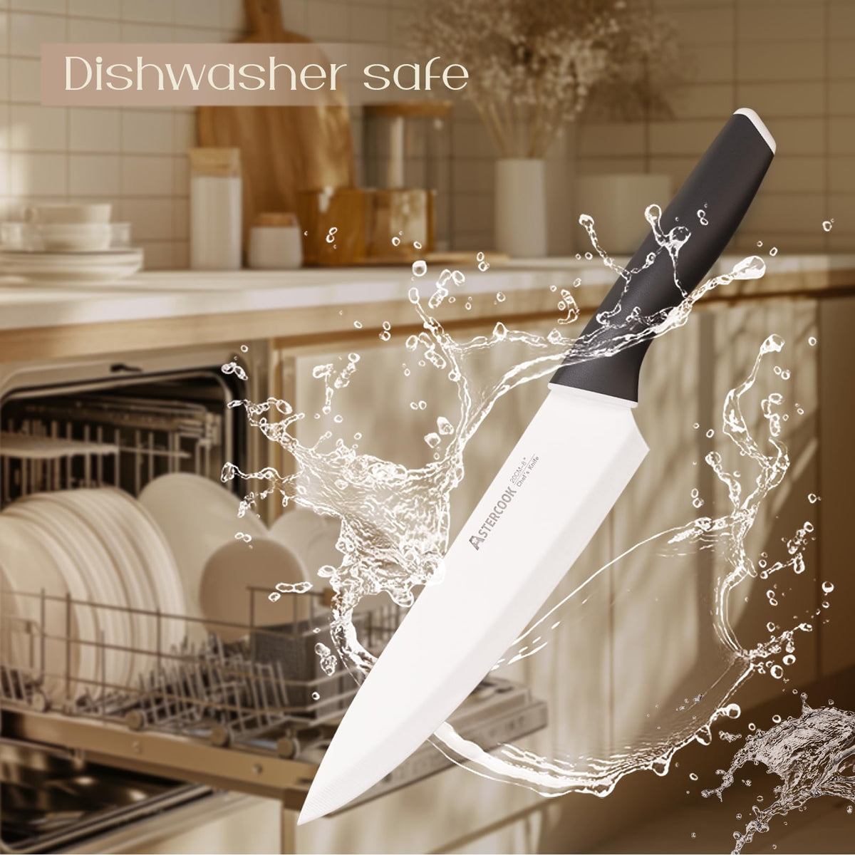 Astercook dishwasher-safe label indicating easy cleanup