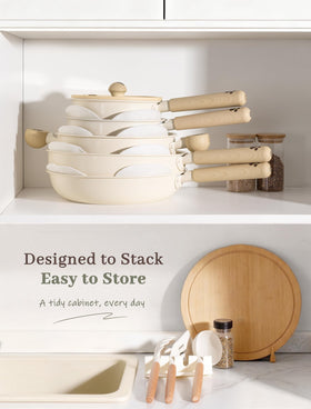 Astercook dishwasher-safe coating makes cleanup simple after meals.