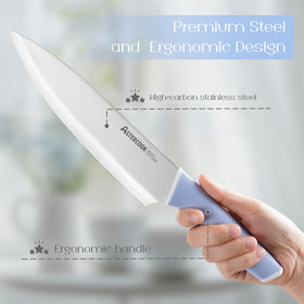 Astercook ergonomic handle close-up highlights comfortable grip during prep
