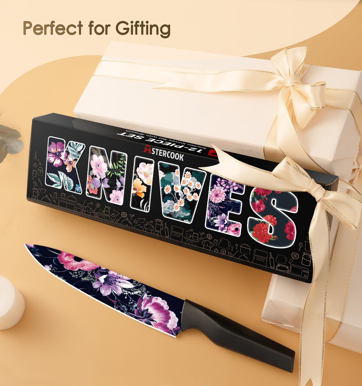 Astercook flower knife set: 3.5-inch paring knife for peeling and trimming with control.