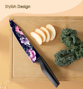 Astercook flower knife set: 7-inch Santoku knife for efficient mincing and slicing.
