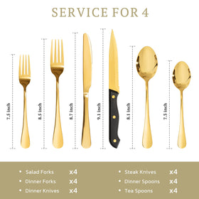 Astercook forks and spoons arrangement demonstrates complete service for four.