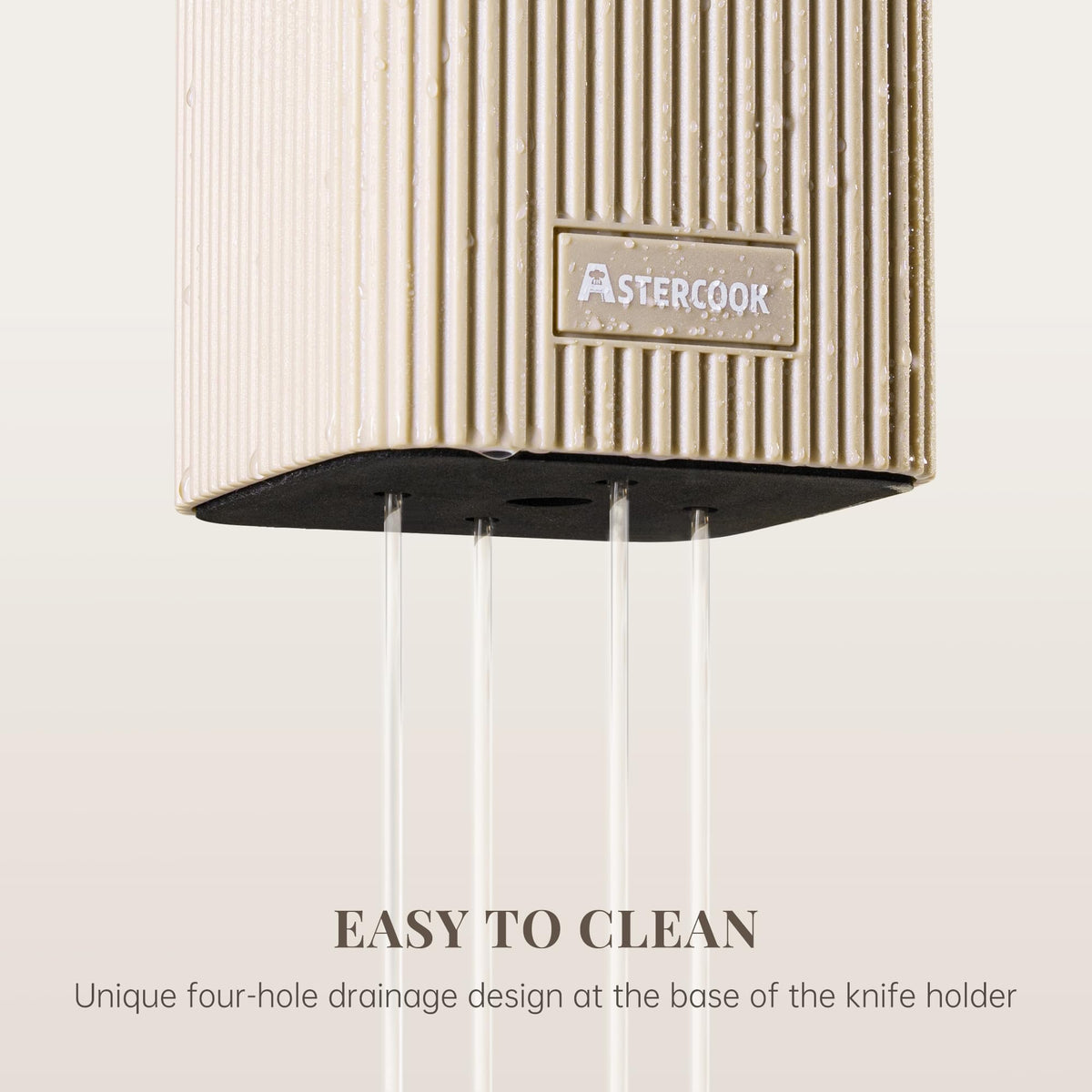 Astercook four-hole drainage block keeps counter dry and organized.