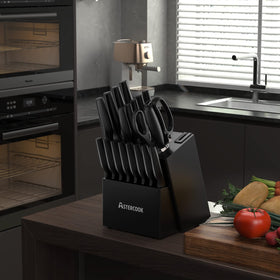 Astercook hardwood knife block keeps blades neatly organized