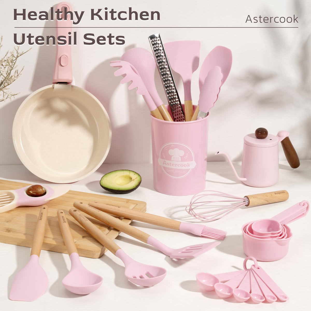 Astercook heat-resistant silicone heads tolerate high temperatures safely.