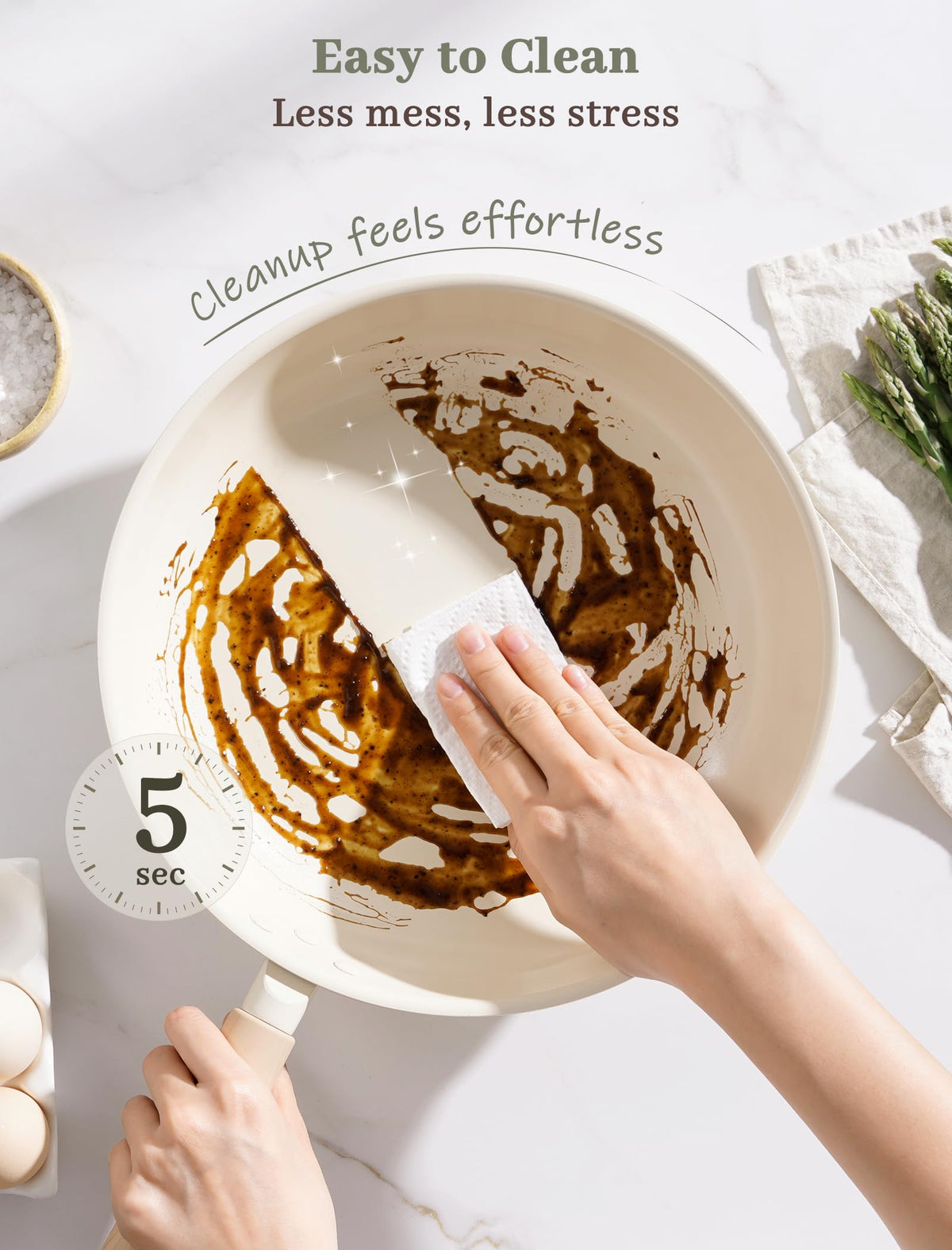 Astercook induction-flat-base ensures even heat on all cooktops.