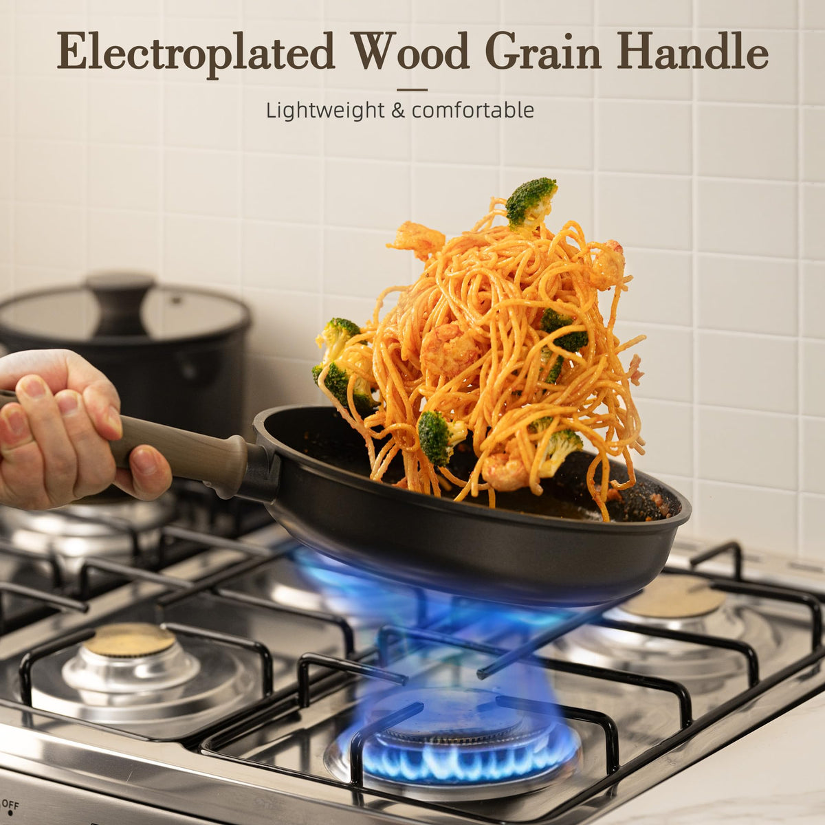 Astercook cookware compatible with induction, gas, and ceramic stoves for versatile heating