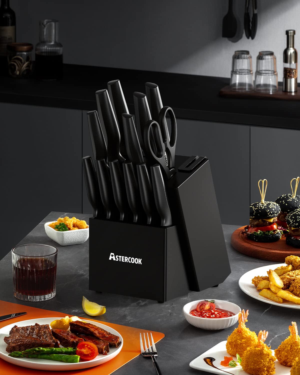 Astercook kitchen shears included in the knife block set