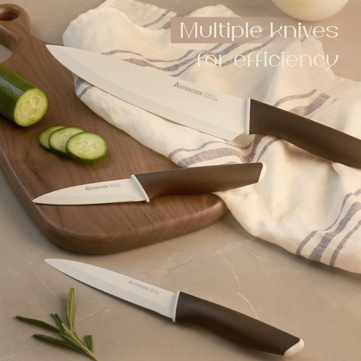 Astercook knife handle ergonomic and balanced for comfortable prep