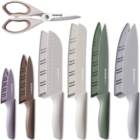 Astercook 13-piece knife set displayed for versatile kitchen prep tasks.