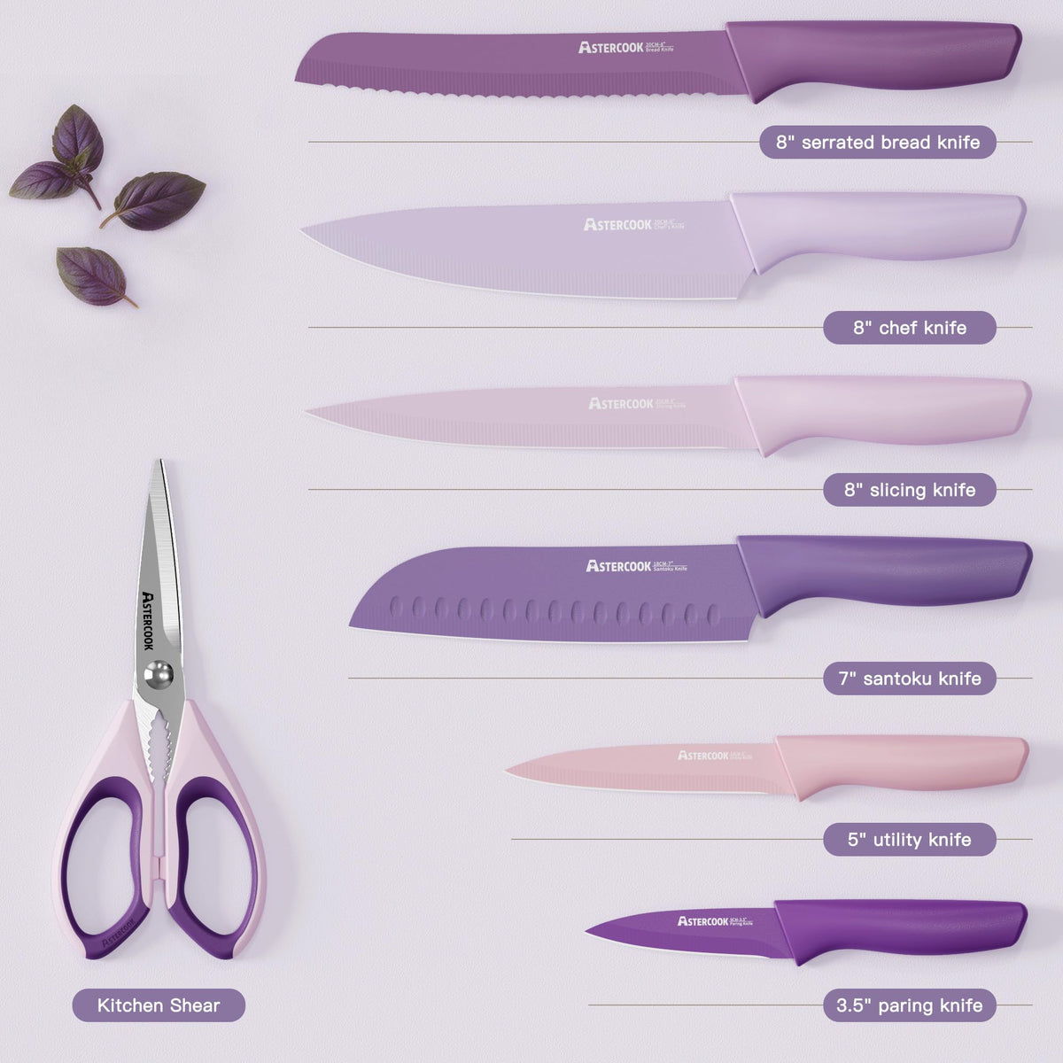 Astercook knife set 3.5-inch paring knife for detail work.
